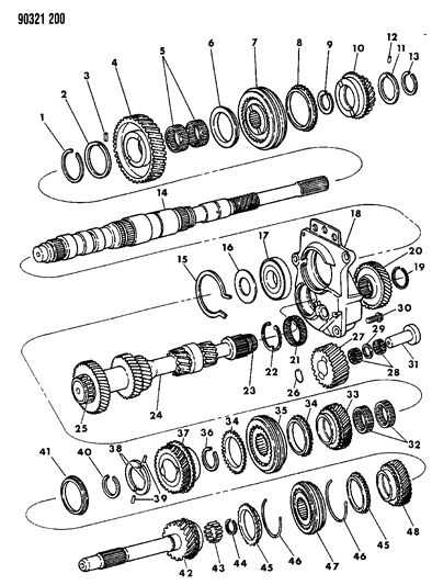 1993 Dodge Dakota Gear Train, Overdrive Diagram