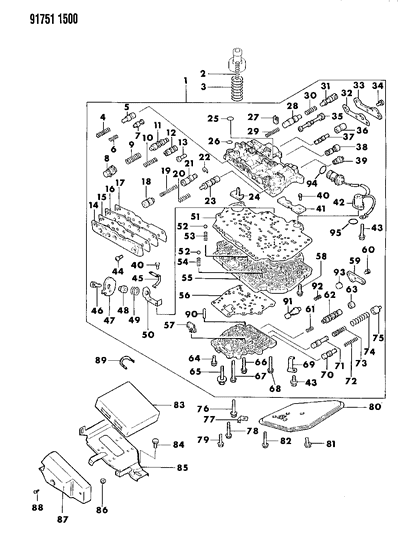 1991 Dodge Colt Valve Body & Components Diagram 1