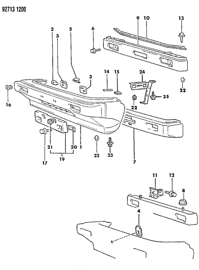 1994 Dodge Colt Bumper, Front Diagram 1