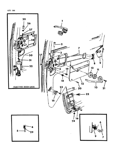 1984 Dodge Ram Wagon Door, Sliding Handle & Latch Diagram