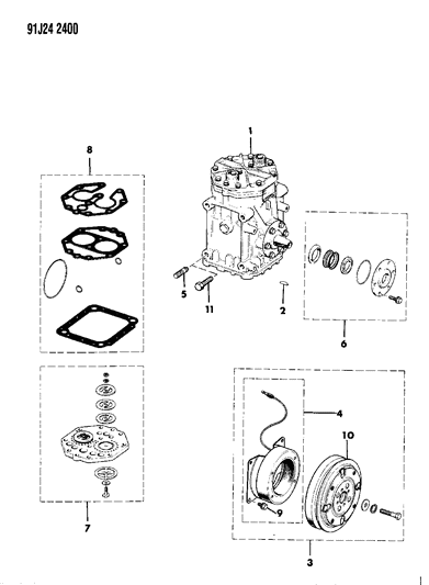 1991 Jeep Grand Wagoneer Compressor, Air Conditioning Diagram 2