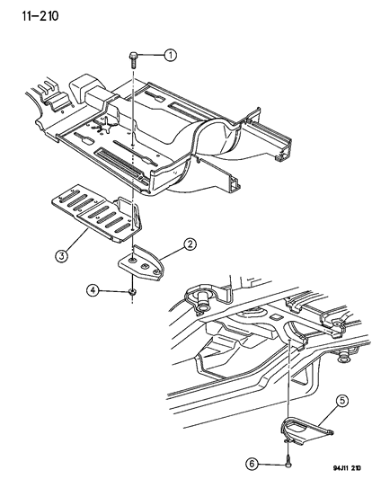 1996 Jeep Grand Cherokee Shield-Heat Front Floor Front Diagram for 55296097