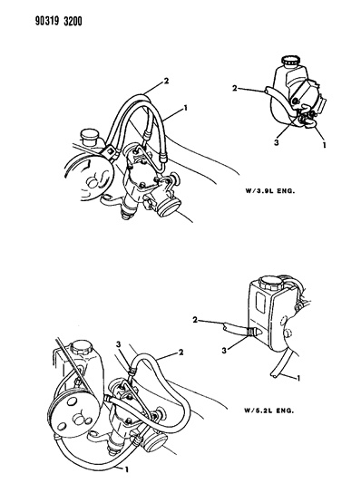 1993 Dodge Dakota Power Steering Hoses Diagram 2