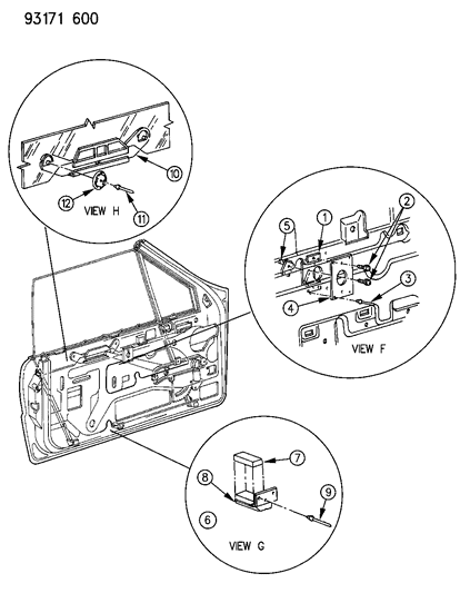 1993 Dodge Shadow Door, Front Diagram 4