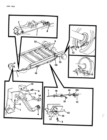 1984 Dodge Ram Wagon Lever & Cables, Parking Brake Diagram 1