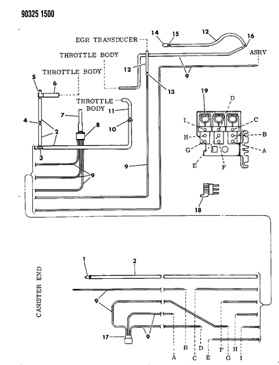 1990 Dodge Ram Wagon Emission Control Vacuum Harness Diagram 1