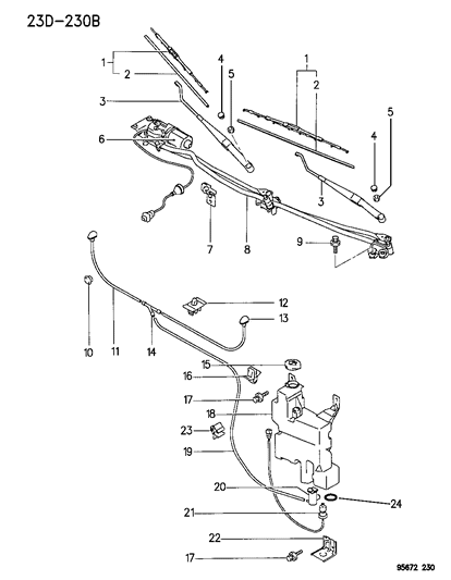 1995 Chrysler Sebring Windshield Wiper & Washer System Diagram