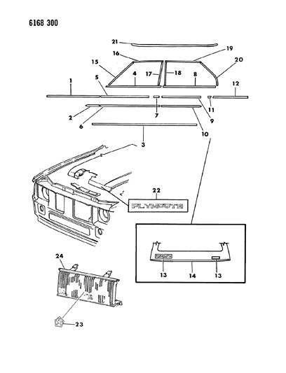 1986 Dodge Omni Mouldings & Ornamentation - Exterior View Diagram 2