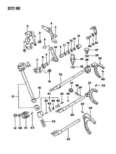 1992 Dodge Colt Control, Shift Diagram 2