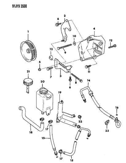 1992 Jeep Comanche Reservoir-Power Steering Pump Diagram for 52006395