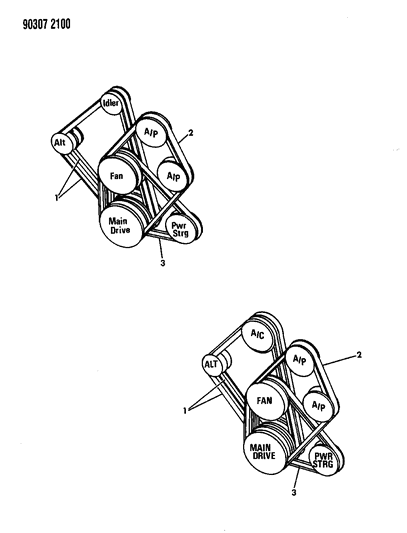 1990 Dodge D250 Drive Belts Diagram 2