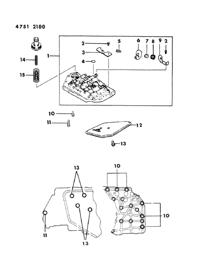 1984 Dodge Colt Valve Body & Components Diagram