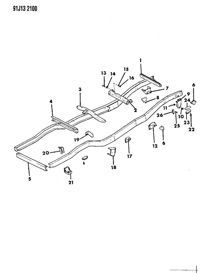 1991 Jeep Grand Wagoneer Frame & Components Diagram