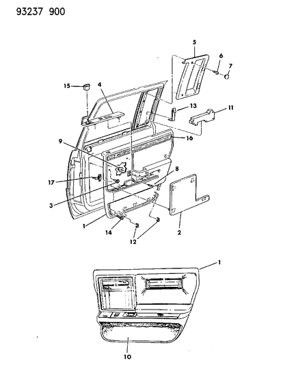 1993 Chrysler New Yorker Door Trim Panel - Rear Diagram 1