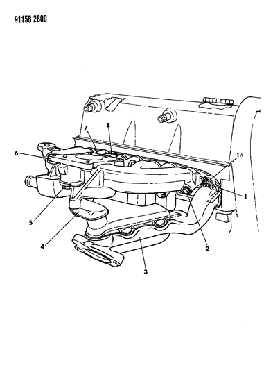 1991 Chrysler LeBaron Manifolds - Intake & Exhaust Diagram 1