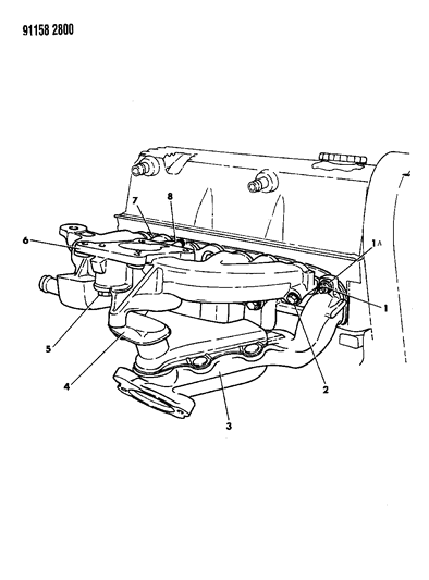 1991 Dodge Grand Caravan Manifolds - Intake & Exhaust Diagram 1