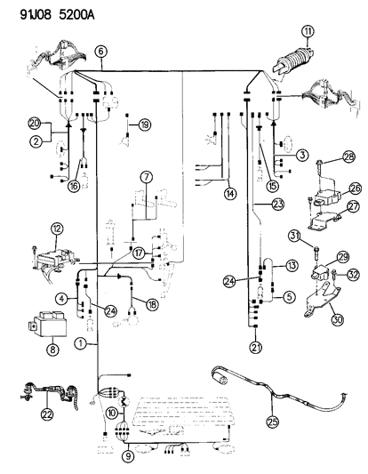 1991 Jeep Cherokee Harness-LIFTGATE W/SAM & Locks Wire Diagram for 56018306