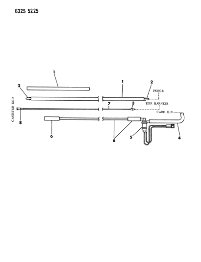 1986 Dodge Ram Van Vapor Canister Hose Harness - Dual Canister Diagram 3