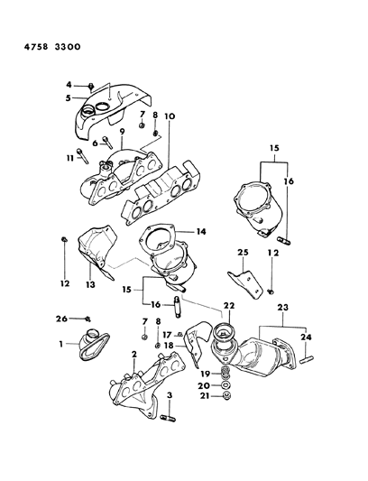 1984 Dodge Ram 50 Manifolds - Exhaust Diagram