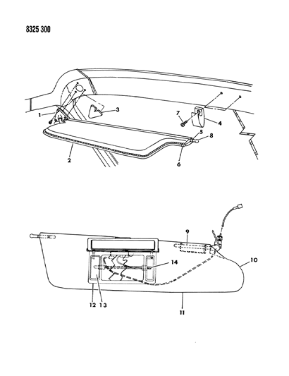 1988 Dodge Ram Wagon Bracket-SUNVISOR Diagram for 4084481