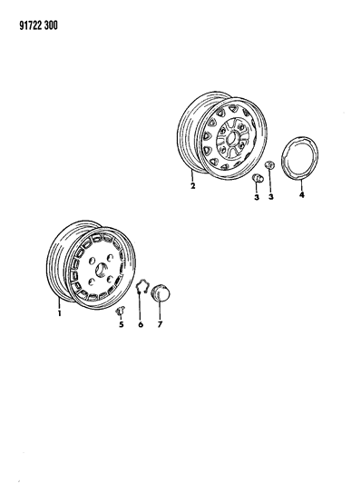 1991 Dodge Colt Wheel & Covers Diagram 2