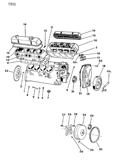 1985 Dodge Diplomat Engine-Long Block Diagram for R2852211