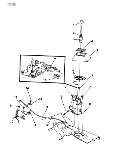 1985 Dodge Charger Controls, Gearshift, Floor Shaft Diagram