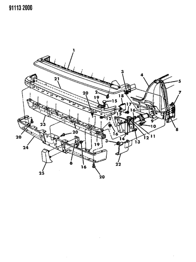 1991 Chrysler New Yorker Fascia, Bumper Rear Diagram