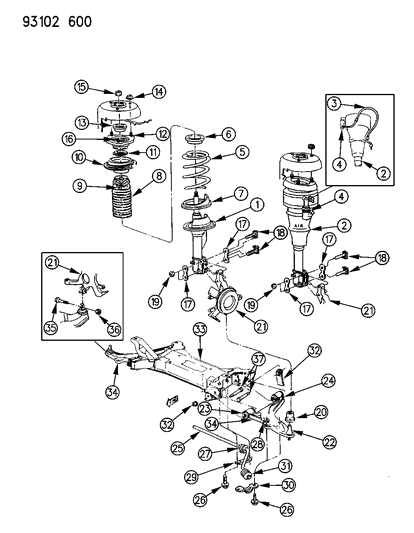 1993 Chrysler Imperial Strut, Assy. W/Air Susp. (Sla), Right Diagram for 4449413