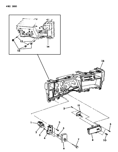 1984 Dodge Diplomat Instrument Panel Carrier & Switches Diagram