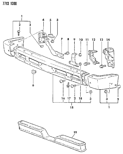 1987 Dodge Ram 50 Bumper, Front And Rear Diagram