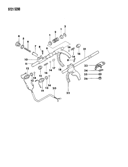 1989 Dodge Ram 50 Control, Shift Transfer Case Diagram