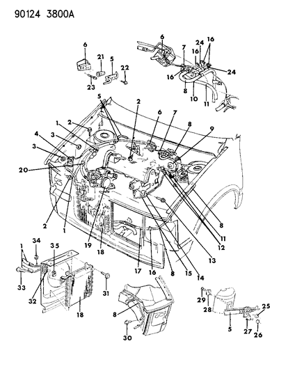 1990 Dodge Caravan Plumbing - A/C & Heater Diagram 1