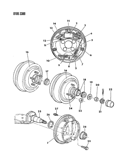 1988 Dodge Caravan Brakes, Rear Diagram