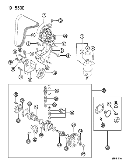 1995 Dodge Avenger Nut-Power Steering Pump PULLEY Diagram for MD317339