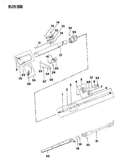 1993 Jeep Cherokee Housing - Steering Column Lower Diagram 1