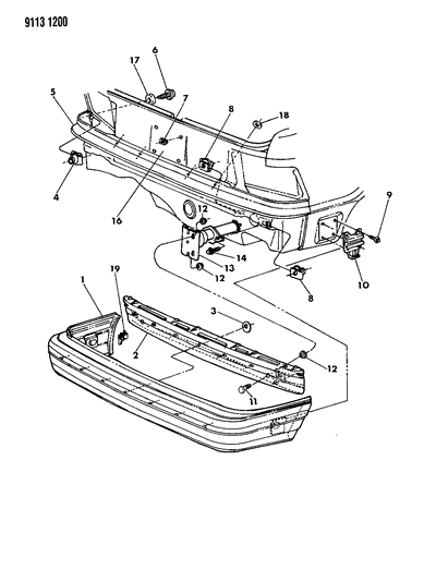 1989 Dodge Shadow Fascia, Bumper Rear Diagram