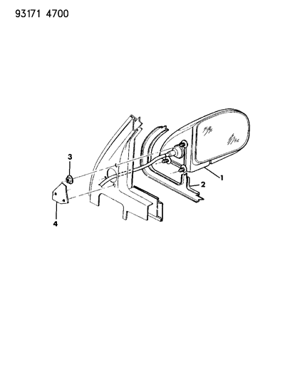 1993 Dodge Caravan Mirror - Exterior Diagram