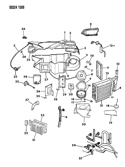 1991 Dodge Dakota Air Conditioner & Heater Unit Diagram