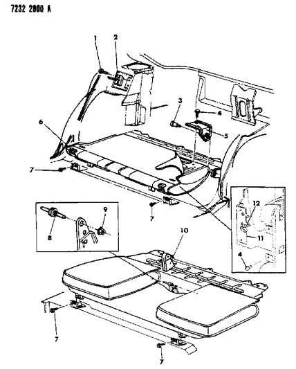 1987 Dodge Shadow Rear Fold Down Seat Diagram