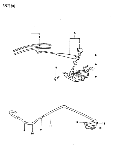 1992 Dodge Colt Rear Wiper & Washer Diagram 1