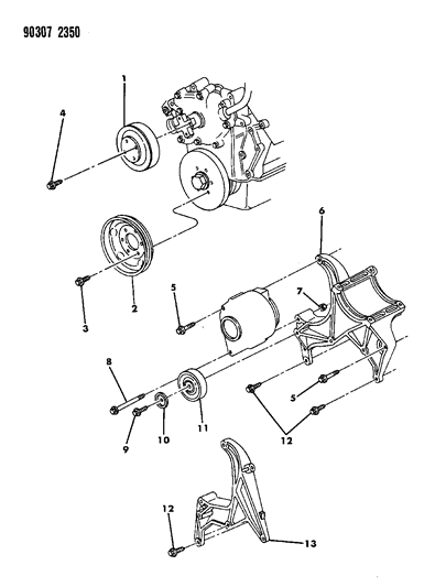 1991 Dodge Dakota Drive Pulleys Diagram 3