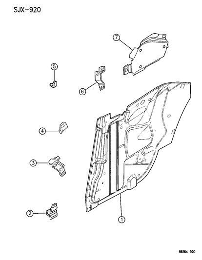 1996 Chrysler Sebring Convertible Quarter Panel Diagram 1