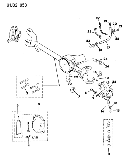 1991 Jeep Wrangler Housing - Front Axle Diagram 1