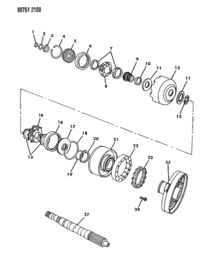 1990 Dodge Ram 50 Gear Train & Intermediate Shaft Diagram