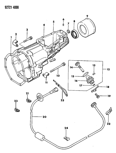 1992 Dodge Ram 50 Extension, Speedometer Cable & Pinion Diagram