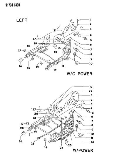 1991 Dodge Stealth Adjuster Manual And Power With Attaching Parts Left Diagram