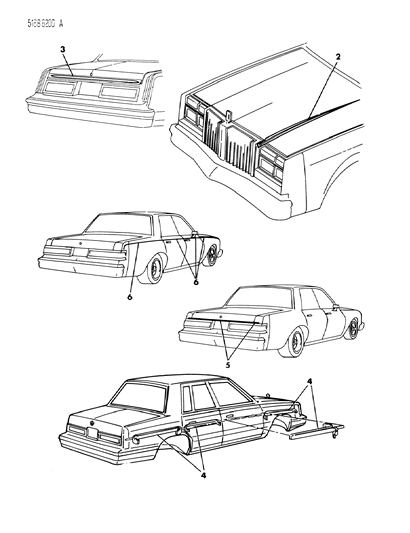1985 Chrysler Fifth Avenue Tape Stripes & Decals - Exterior View Diagram 3
