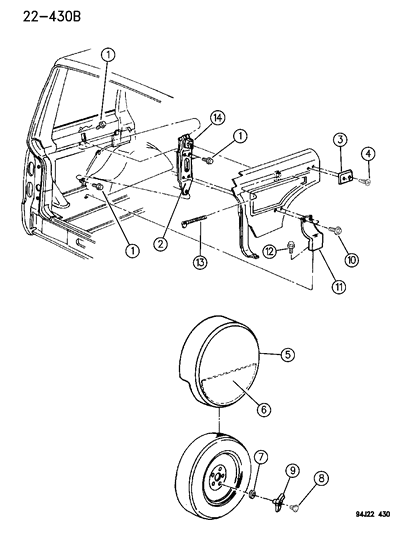 1996 Jeep Cherokee Spare Wheel, Inside Mounting Diagram 1