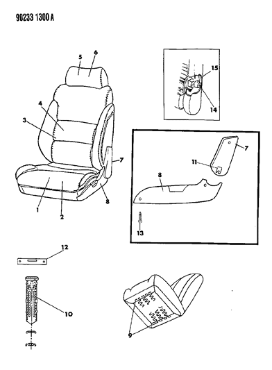 1990 Chrysler LeBaron GTC Front Seat Diagram 2